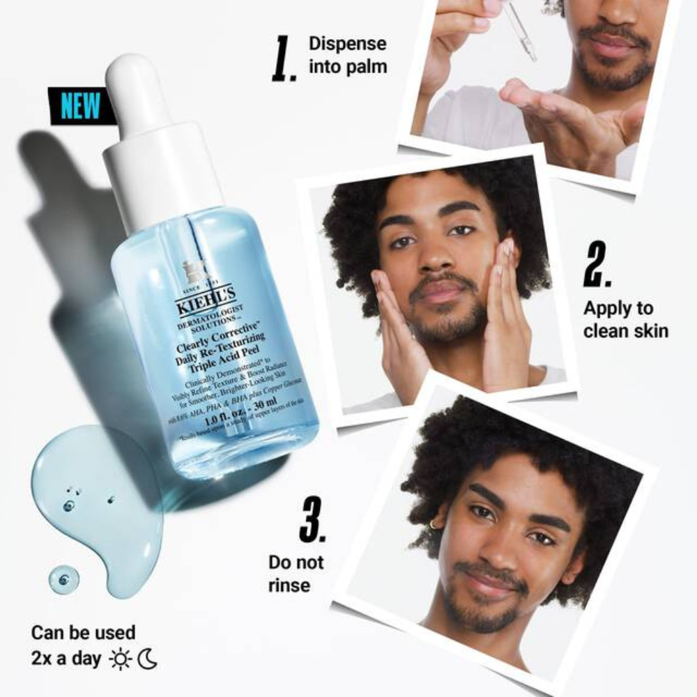 Peeling facial pentru luminozitate cu mix de triplu acizi, AHA, BHA si PHA, 30 ml, Kiehl's